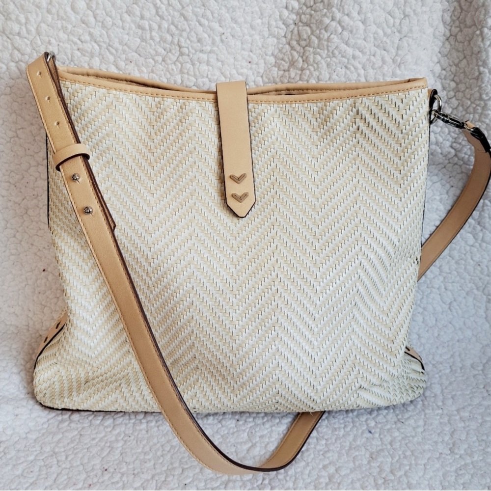 Stella & Dot Cream and Tan COVET Hobo Bag